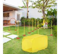 Pawhut Outdoor 4 Pcs Dog Pet Agility Training Equipment Backyard Starter In Yellow Yellow