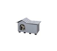 PawHut Outdoor Cat House Feral Cat Cave with Elevated Base Grey