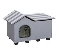 Pawhut Outdoor Cat House, Feral Cat Cave With Elevated Base, Grey Grey