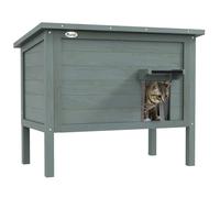 PawHut Outdoor Cat House, Feral Insulate Wooden Kitten House with Removable Floor, Water-Resistant Openable Roof, 85 x 50 x 68.5cm - Charcoal Grey