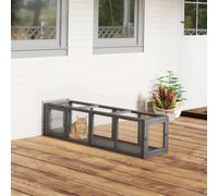 PawHut Outdoor Cat Tunnel, 150 cm Wooden Play Cat Enclosure, Extendable Pet Run with 3 Doors, for Indoor and Outdoor Use, for Kitty, Puppy, Grey