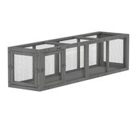 PawHut Outdoor Cat Tunnel, Wooden Play Cat Enclosure, Extendable Pet Run with 3 Doors, for Indoor and Outdoor Use, Grey