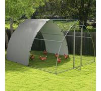 PawHut Walk-In Chicken Run w/ Cover, for 8-12 Chickens, 3 x 3.8 x 2.2m, Silver