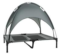 PawHut Outdoor Dog Bed Removable Canopy Large Pets 92 x 76 x 90 cm Grey | Portable Raised Dog Bed for Camping Garden & Beach, Water-Resistant UV-Protection Mesh Pet Cot Sun Lounger