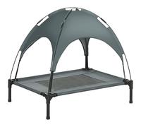 PawHut Outdoor Dog Bed Removable Canopy Meidum Pets 76 x 61 x 73 cm Grey | Portable Raised Dog Bed for Camping Garden & Beach, Water-Resistant UV-Protection Mesh Pet Cot Sun Lounger