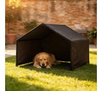 Pawhut Outdoor Dog House With Weatherproof Canopy Black Black