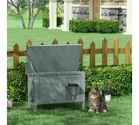 PawHut Outdoor Insulated Feral Cat House, Openable Roof - Grey, Grey