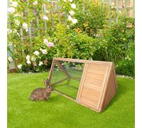 PawHut Outside Wooden Rabbit Hutch w/ Outside Area - Yellow