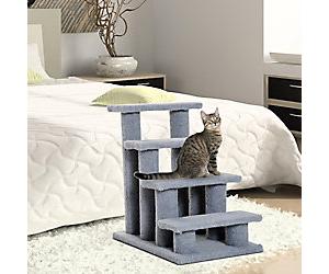 PawHut Pet 4 Steps Stairs Grey 63.5 x 43 x 60 cm