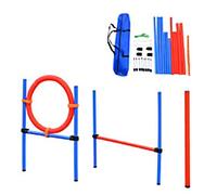 PawHut Pet Agility Training Equipment Dog Play Run Jump Obedience Training Set Adjustable (Pole + Hoop + Hurdle)