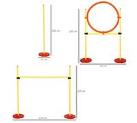 PawHut Pet Agility Set High Jump, Swerving around Poles, Jumping Ring Yellow