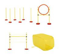 PawHut Pet Agility Set High Jump, Tunnel, Swerve around Poles, Jumping Ring Yellow