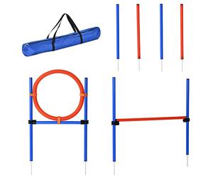 PawHut Pet Agility Training Equipment Dog Play Run Jump Obedience Training Set Adjustable (Pole + Hoop + Hurdle)