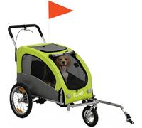 PawHut Pet Bicycle Trailer Water Resistant Carrier 3 Wheels Push Pull Brake | Dog Stroller, Foldable Pet Bicycle Trailer Wagon, 600D Oxford Fabric, Reflectors, Handbrake, Universal Hitch Coupler