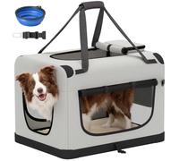 PawHut Pet Carrier Bag, Soft-Sided Dog Carrier, 81 x 56 x 58 cm, Light Grey | Lightweight Pet Travel Bag with Security Buckle Strap, Washable Cushion and Folded Bowl for Large Dogs