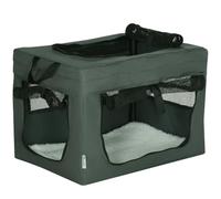 PawHut Pet Carrier Soft Dog Crate for Miniature Dogs, Portable Cat Carrier Soft Side Pet Travel Crate with Removable Mat, Carry Bag, Breathable Mesh Window Door, 48.5 x 34 x 34 cm - Grey