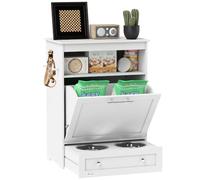 Pawhut Pet Feeder Station, Dog Cat Food Storage Feeding Station, Food Cabinet In White White