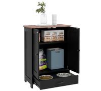 Pawhut Dog Feeding Station With Storage, Pet Feeding Station With Dog Bowls In Black Black