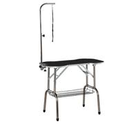 PawHut Pet Foldable Grooming Table w/ Adjustable Arm Non-Slip Tabletop Leash