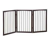 PawHut Pet Gate 160L1.2D76H cm Free Standing Folding Pet/Child Safety Fence-Dark Brown