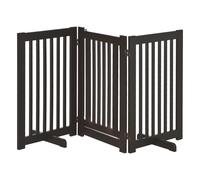 PawHut Pet Gate Freestanding Dog Gate For Stairs Wood Doorway Safety Pet Barrier Fence Foldable w/ Latch Feet Deep Brown, 155 x 76 cm Aosom UK