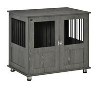 PawHut Pet Kennel End Table, Dog Crate Furniture for Small and Medium Dogs, Indoor Animal Cage with Magnetic Door, Grey Aosom UK