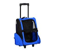 PawHut Portable Pet Carrier Backpack with Trolley, Telescopic Handle, Stroller Wheels for Cats & Dogs, 42 x 25 x 55 cm, Blue Aosom UK