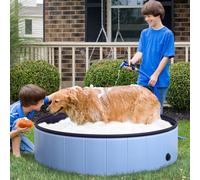 Portable Pet Paddling Pool Swimming Bath Cat Dog Puppy Foldable Blue 120cm