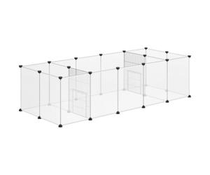 PawHut Pet Playpen, DIY Small Animal Cage, 18 Panels Portable Metal Fence, for Guinea Pigs, Hedgehogs, 175 x 70 x 45cm - White