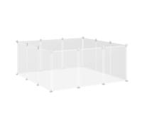 Pawhut Pet Playpen Diy Small Animal Cage Fence 12 Panels For Hedgehog Bunny In White White