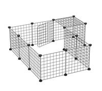 Pawhut Pet Playpen Diy Small Animal Cage For Rabbit Ferret Chinchilla Guinea In Black Black