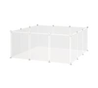 PawHut Pet Playpen DIY Small Animal Cage Open Enclosure Portable Plastic Fence 12 Panels for Hedgehog Bunny Chinchilla Guinea Pig White