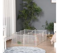 PawHut Pet Playpen DIY Small Animal Cage Open Enclosure Portable Plastic Fence 12 Panels for Hedgehog Bunny Chinchilla Guinea Pig White White