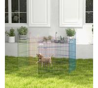 PawHut Dog Playpen, Puppy Pen, Metal Rabbit Run, Pet Crate Fence w/ Door, for Indoors and Outdoors, 60H x 120cm Multicolour