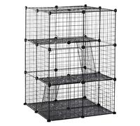 PawHut Pet Playpen DIY Small Animal Cage - Black, Black