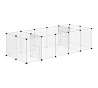 PawHut Pet Playpen Small Animal Pen, 18 Panels, 175 x 70 x 45cm White | Small Animal Cage, Portable Metal Fence, Guinea Pigs, Hedgehogs