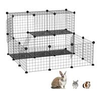 PawHut Pet Playpen with Door 24 Panels with Mallet 105 x 105 x 70 CM Black