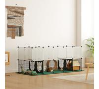PawHut Pet Playpen with Waterproof Mat, DIY Small Animal Enclosure 34 Panels, Indoor/Outdoor Metal Pet Fence for Guinea Pigs, Bunnies and Hedgehogs, 175 x 70 x 70 cm