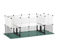 PawHut Pet Playpen with Waterproof Mat for Guinea Pigs 175 x 70 x 70 cm | DIY Small Animal Enclosure, 34 Panels, Indoor/Outdoor Metal Pet Fence, Bunnies, Hedgehogs