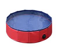PawHut Pet Paddling Pool Cat Dog Indoor/ Outdoor Foldable 80cm Diameter Red