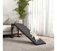 PawHut Pet Ramp for Dogs Cats Non-Slip Carpet Top Platform - Brown & Grey