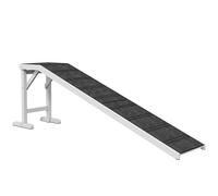 PawHut Pet Ramp for Dogs with Non-Slip Carpet and Top Platform - White & Grey