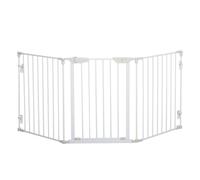 PawHut Pet Safety Gate 3 Panels Playpen Metal Fence with Walk Through Door White