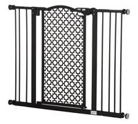 PawHut 74-105cm Pet Safety Gate, Pressure Fit Stair with Double Locking - Black