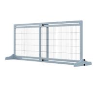 PawHut Adjustable Wooden Pet Gate Freestanding Dog Barrier for Doorway, Grey