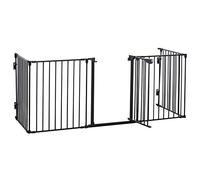 PawHut Pet Safety Gate Dog Gate 5 Panels Stair Barrier Black