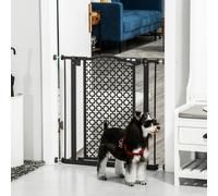 PawHut Pet Safety Gate Pressure Fit Stair with Double Locking, Black - Black - 74-80 cm
