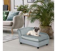 PawHut Pet Sofa Dog Chair Cat Couch w/ Storage, Cushion - Light Blue