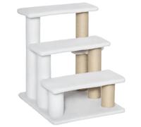 PawHut Pet Stair, Cat Tree with 3-step Climb Ladder, Scratching Posts, Platforms, Toy Ball, for Indoor Elderly Cats Kittens, White