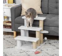 Pawhut Pet Stair With 3-Step Climb Ladder, Scratching Posts, White